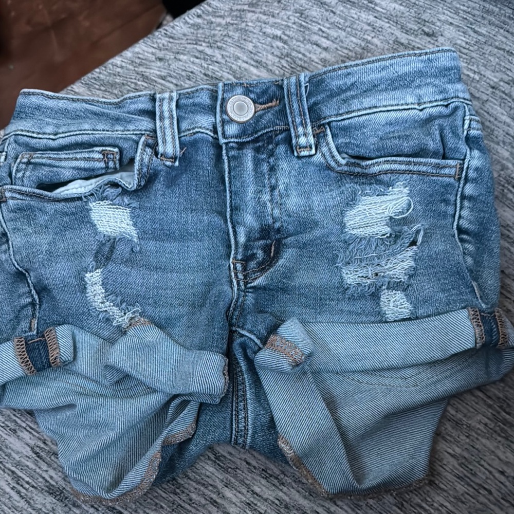Blue Distressed Denim Shorts